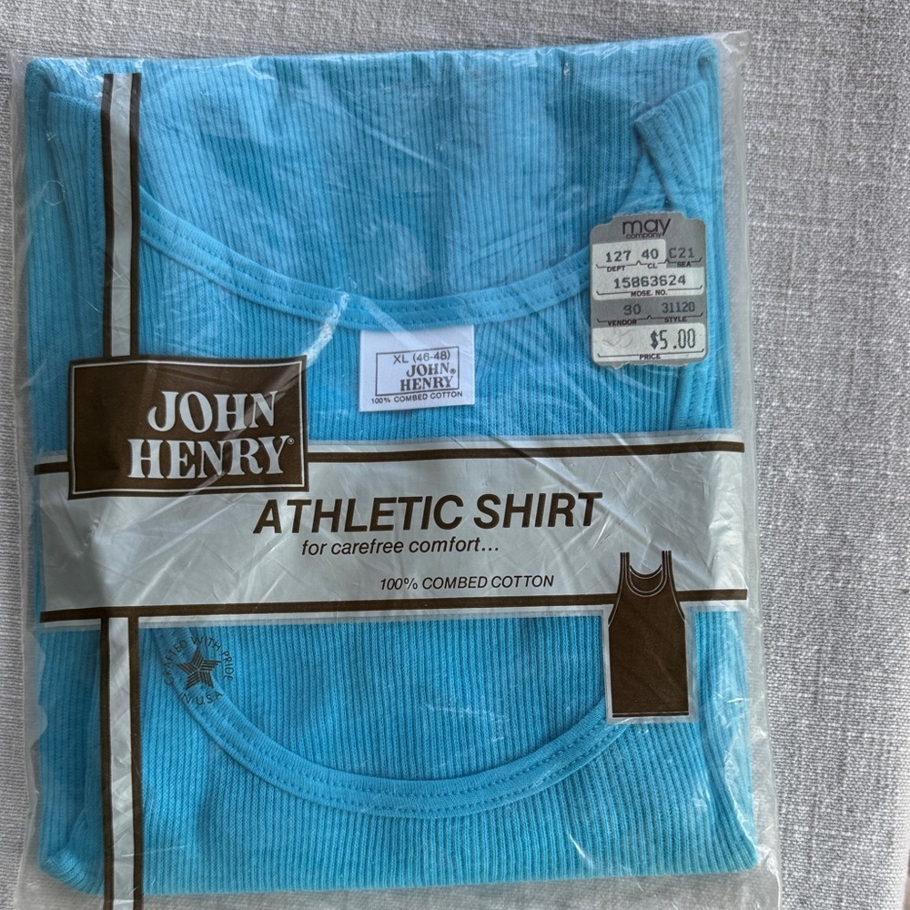 John Henry 90s vintage Blue Athletic Shirt tank top Sz XL